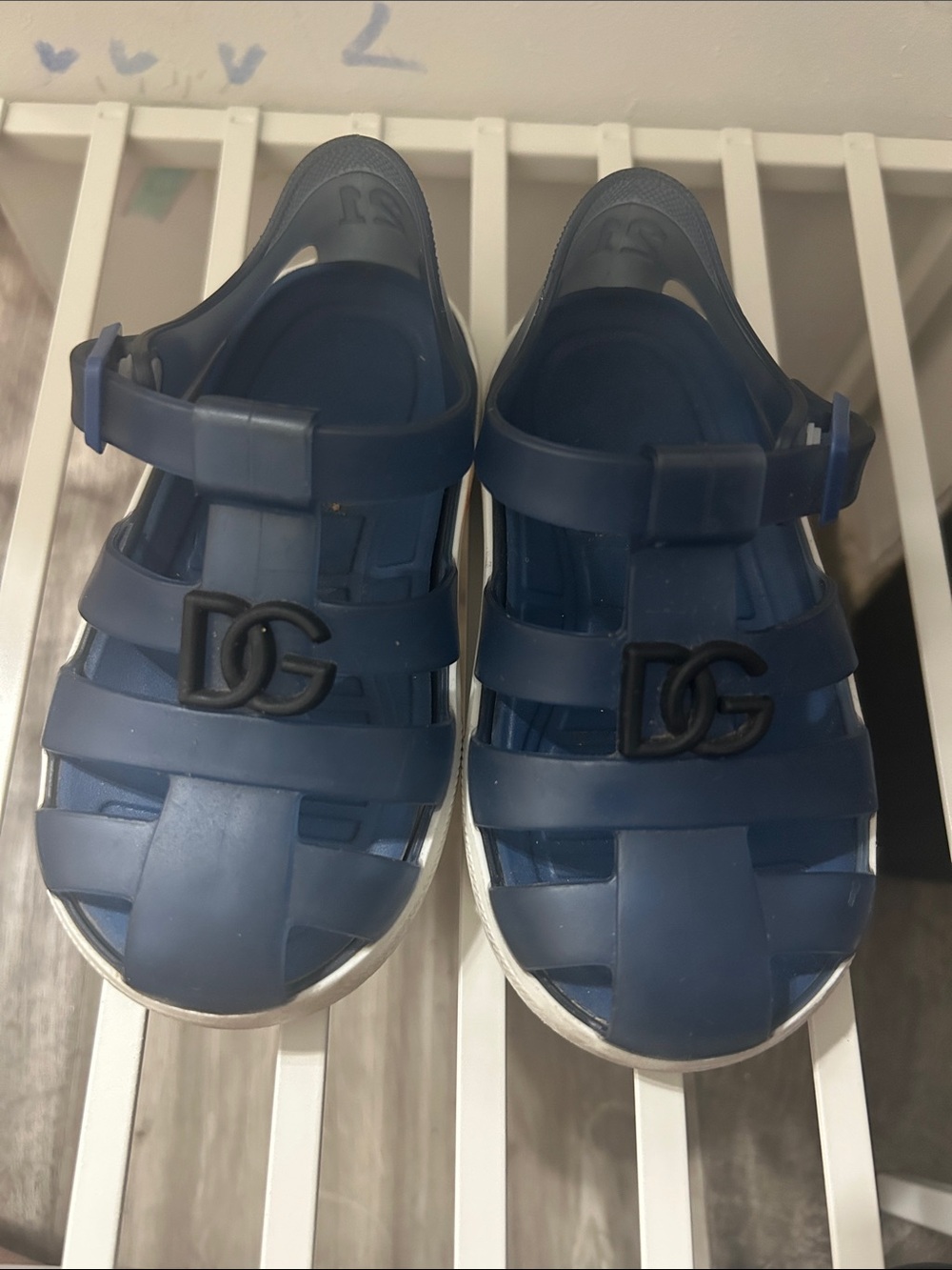 Dolce& Gabbana Kids' Caged-toe Jelly Shoes In Blue